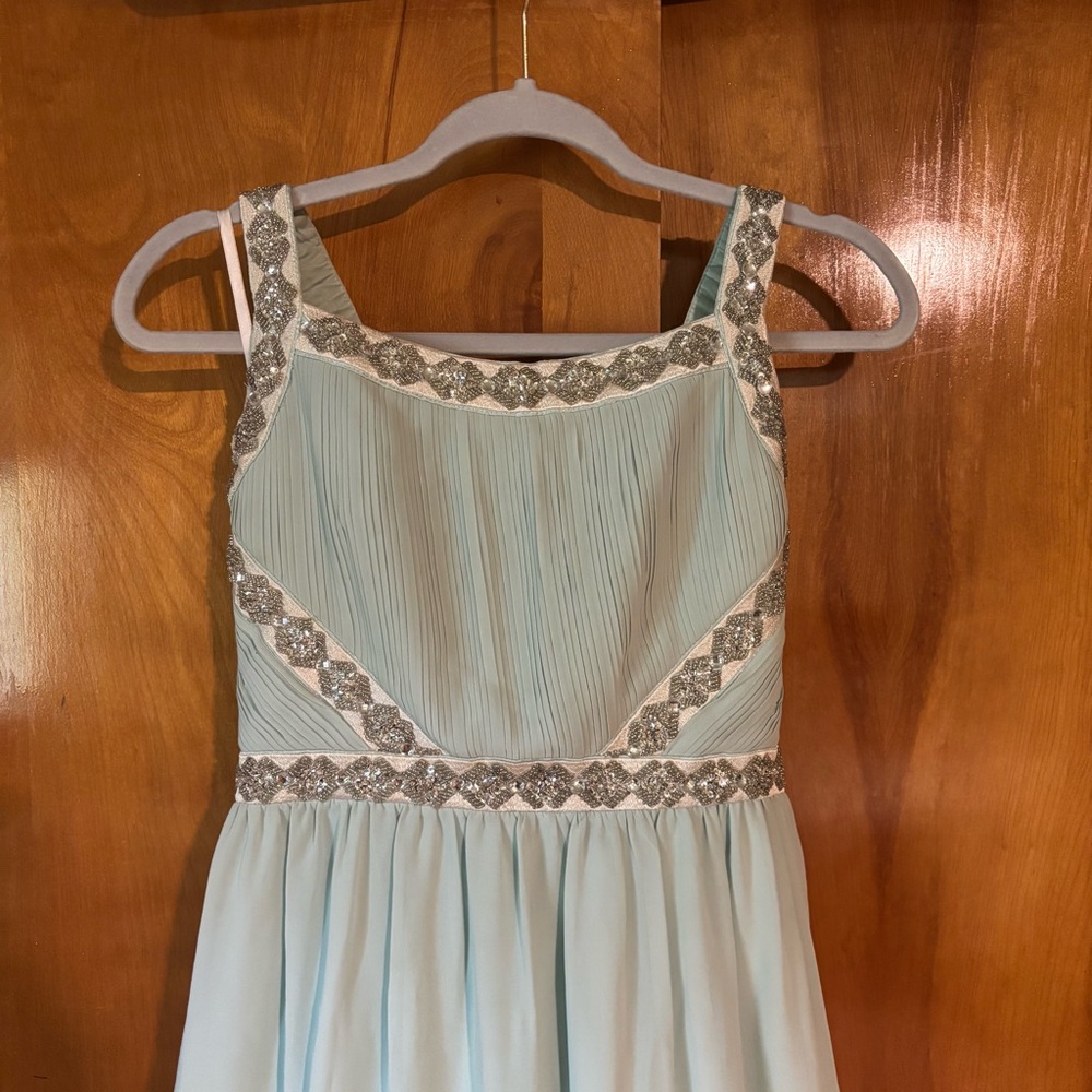 ModCloth Light Blue Maxi Dress with Silver Embellishment